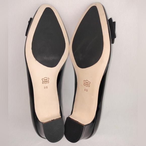 NWOT VanEli Black Patent Leather Almond Toe Chunky Kitten Heel w/ Bow Sz. 8 S - Picture 8 of 9